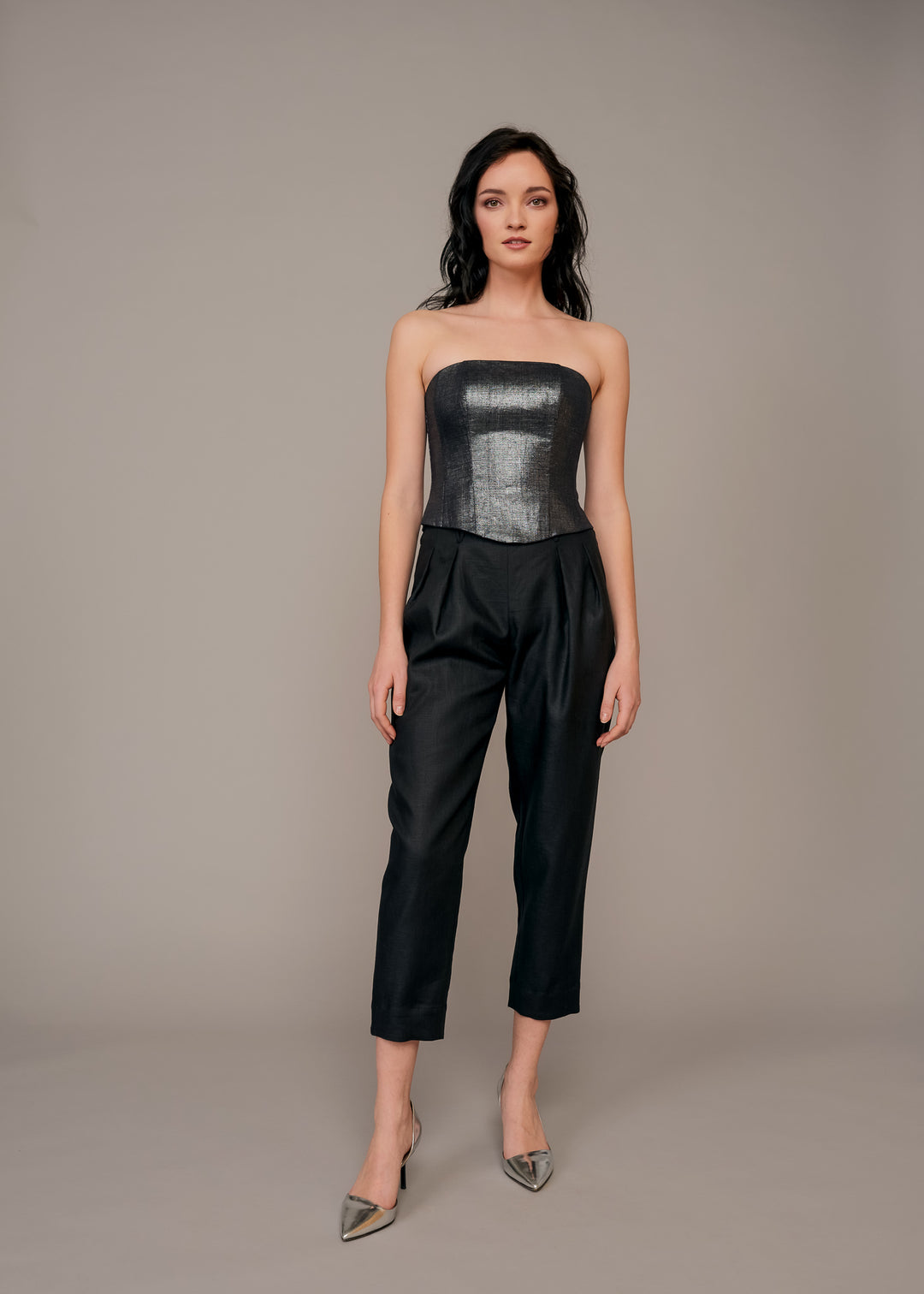 Cabernet Black Metallic Corset