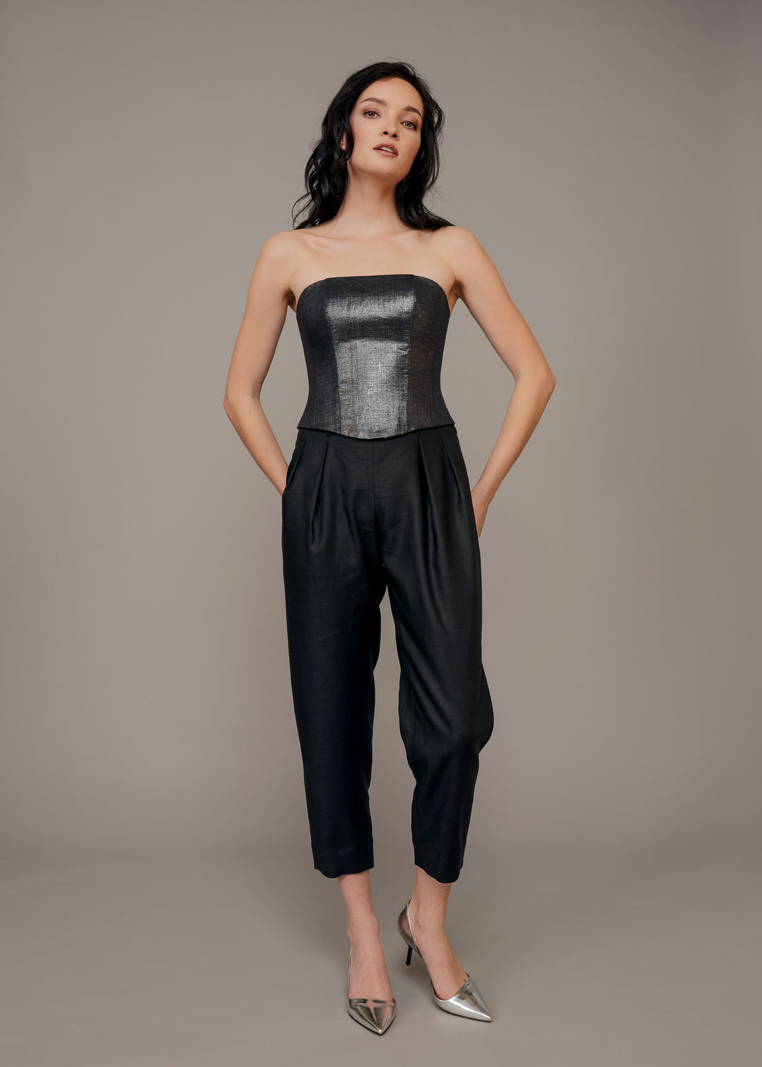 Cabernet Black Metallic Corset