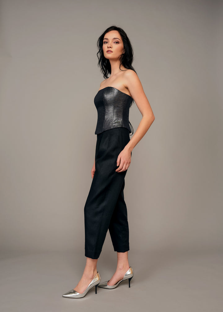 Cabernet Black Metallic Corset
