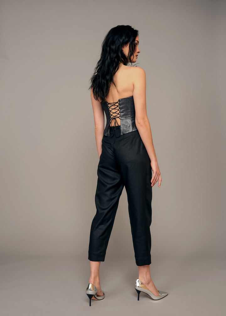 Cabernet Black Metallic Corset