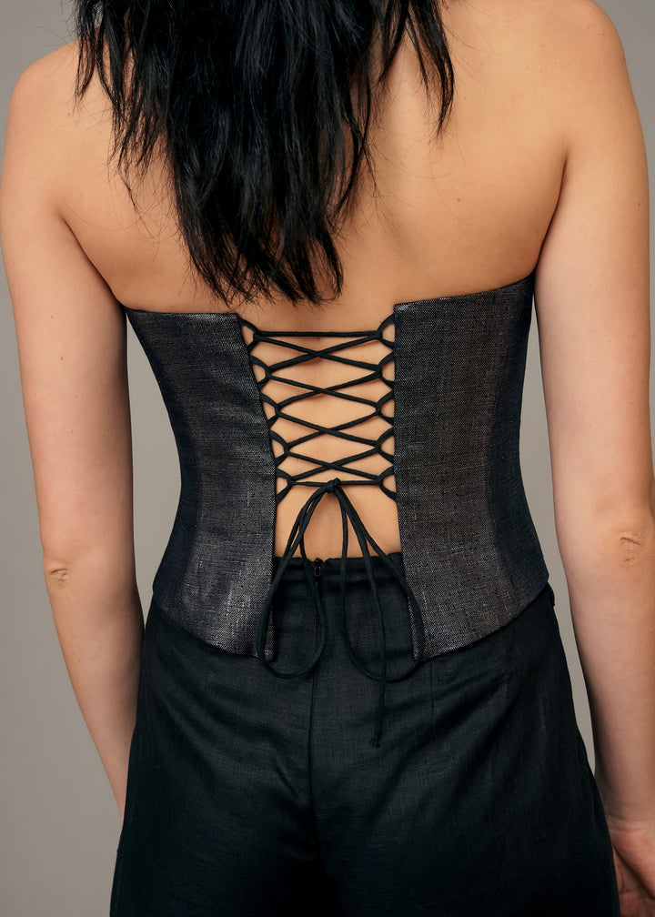 Cabernet Black Metallic Corset
