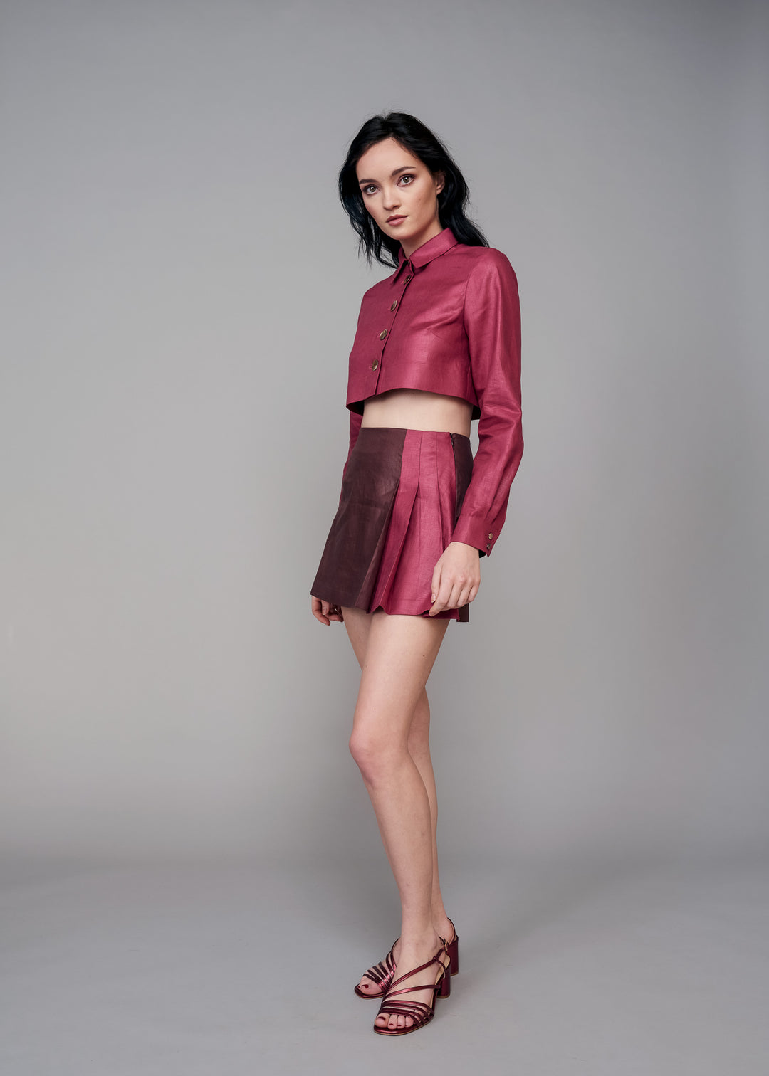 Pinot Noir Mini Pleated Skirt