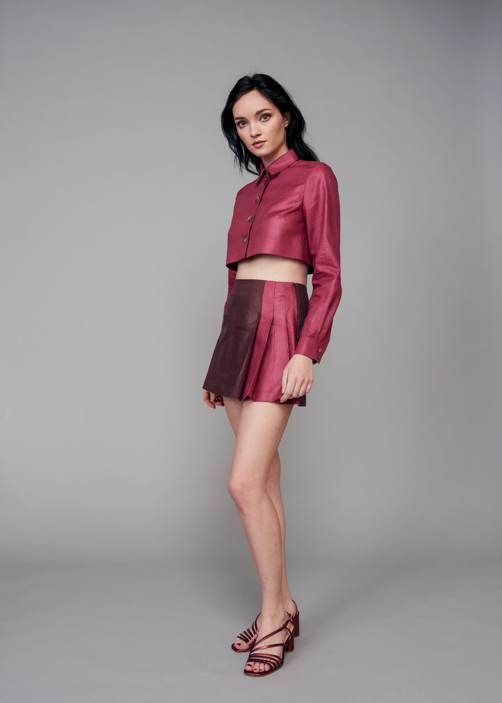 Pinot Noir Mini Pleated Skirt