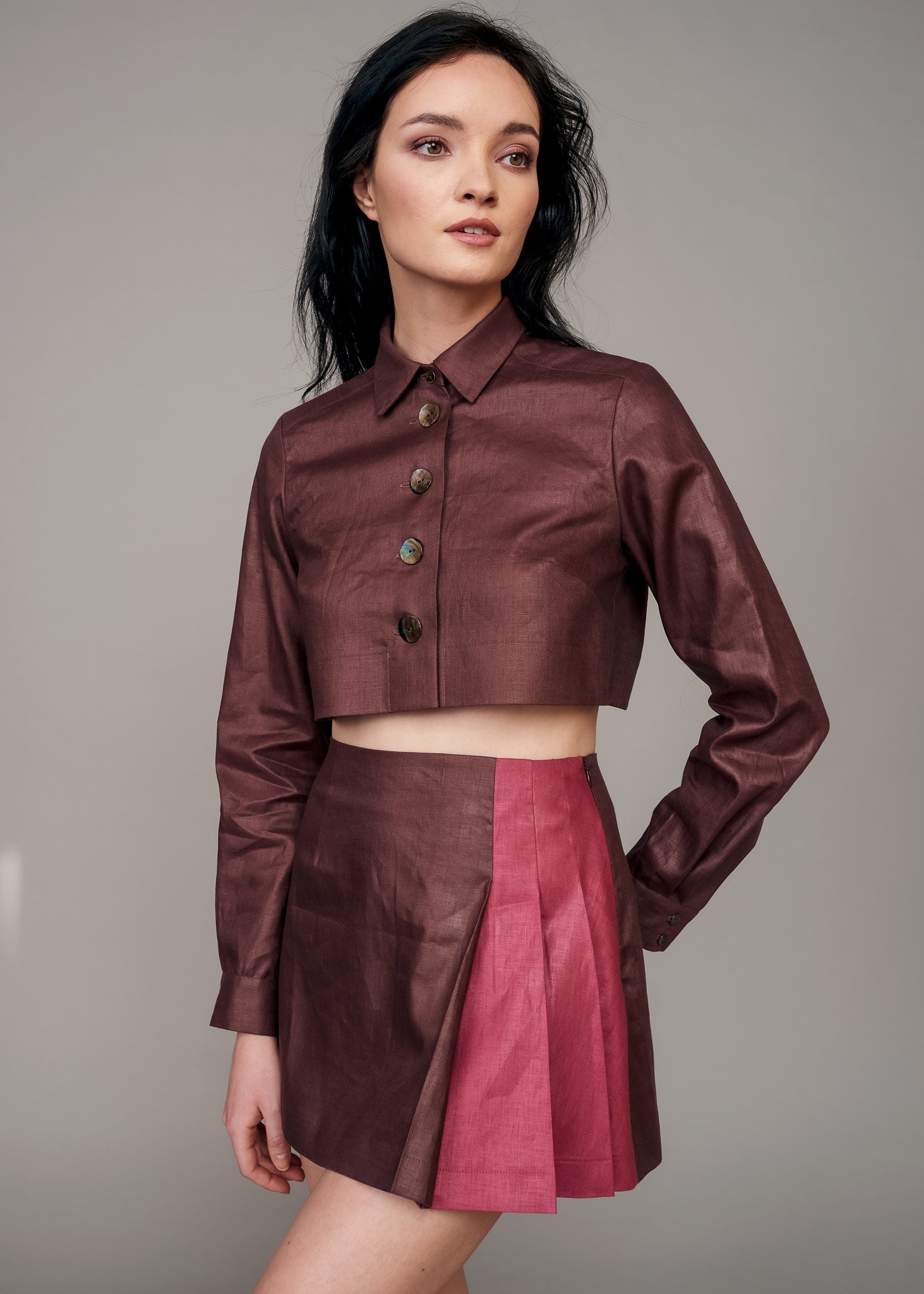 Camisa Marron Outfit Con Blusa Color Marron Camisa Corta De