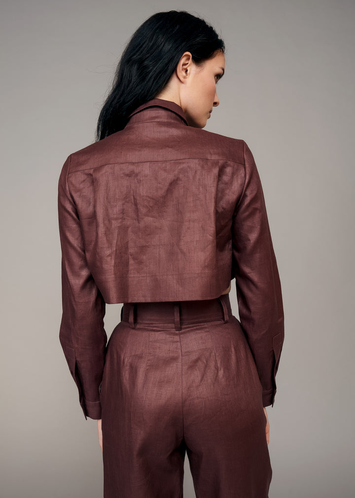 Camisa corta de garnacha chocolate