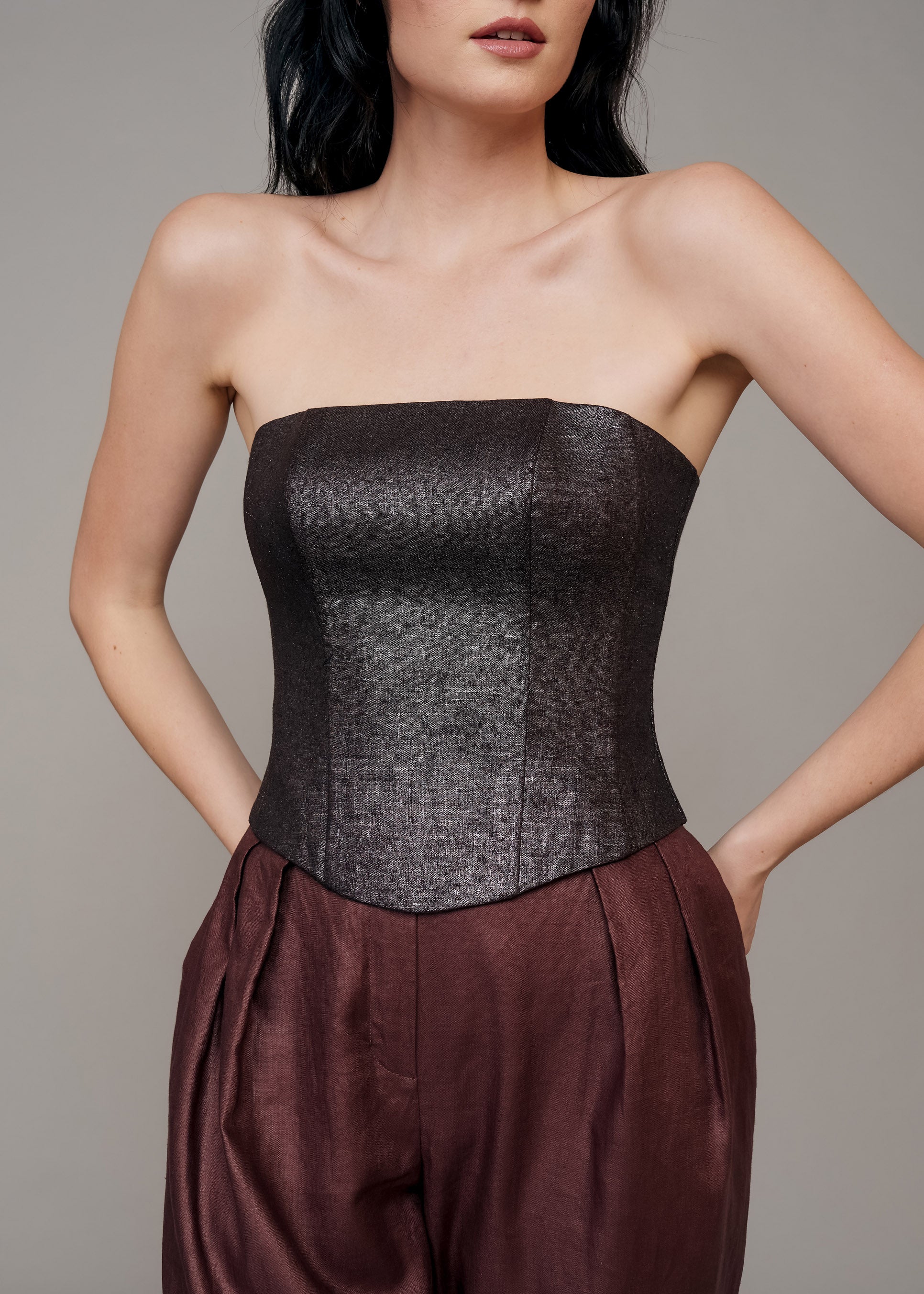 Cabernet Brown Metallic Corset – Ira Lysa