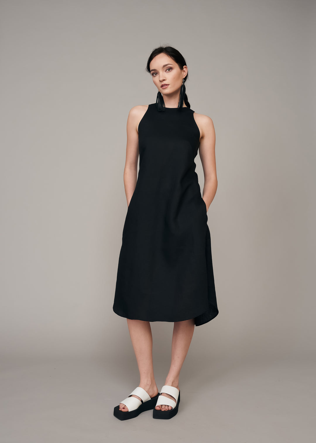 Black Linen Tank Dress