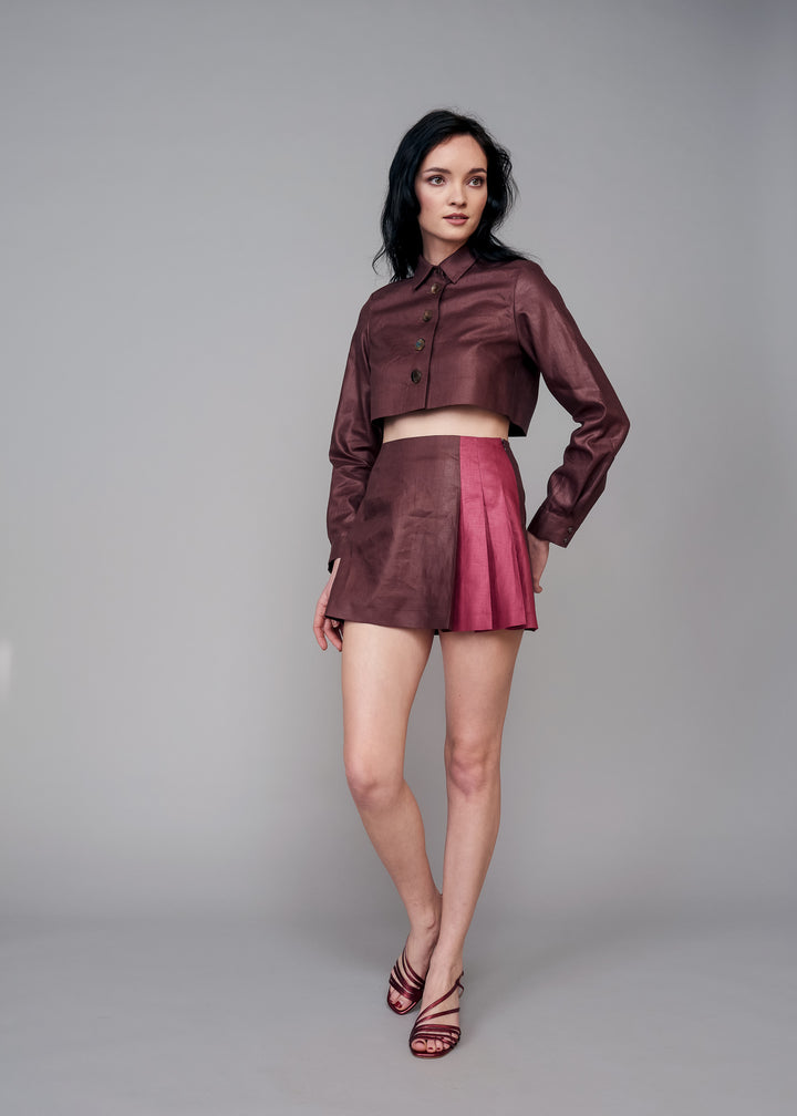 Pinot Noir Mini Pleated Skirt