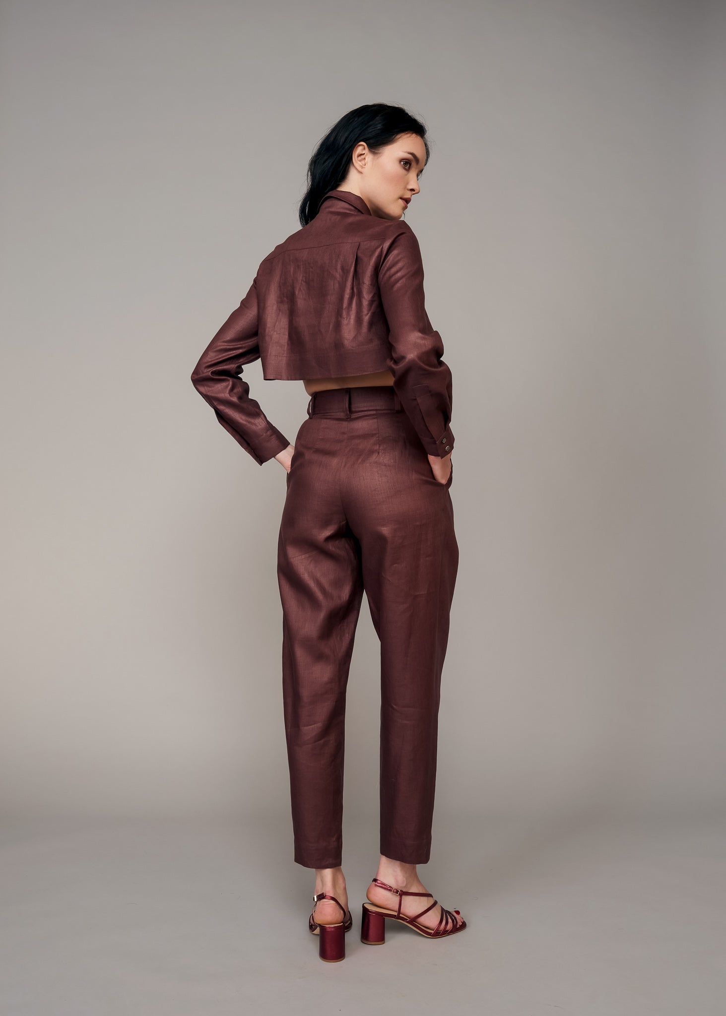 Chocolate Dipped Waist Velvet Flare Trousers | Trousers | Rebellious Fashion
