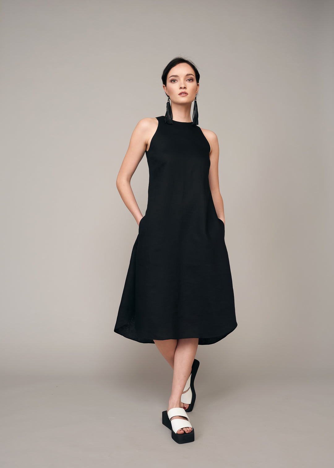 Black Linen Tank Dress Xs Black Linen Tank Dress Xs